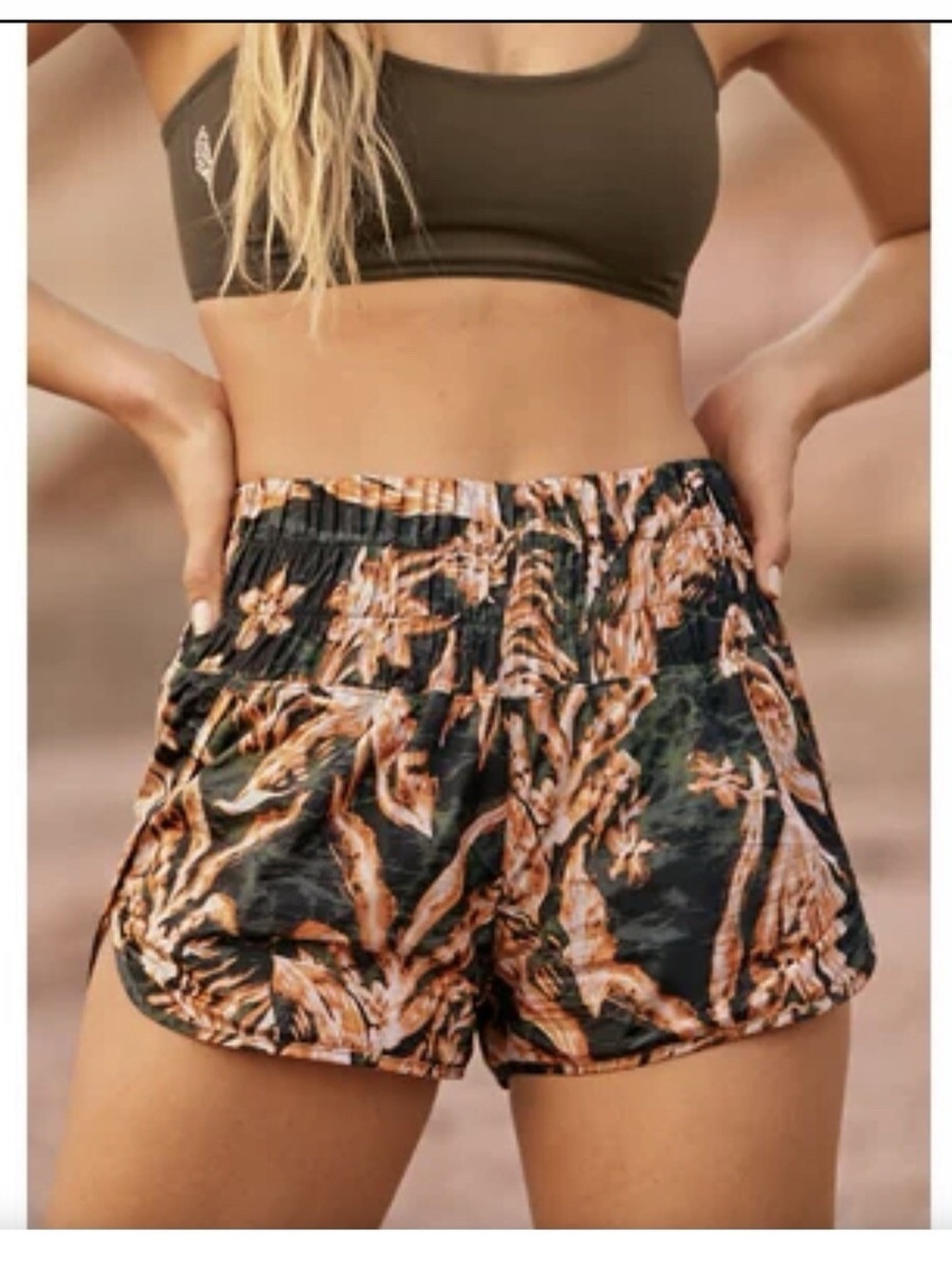 Free People Green Leaf Shorts
